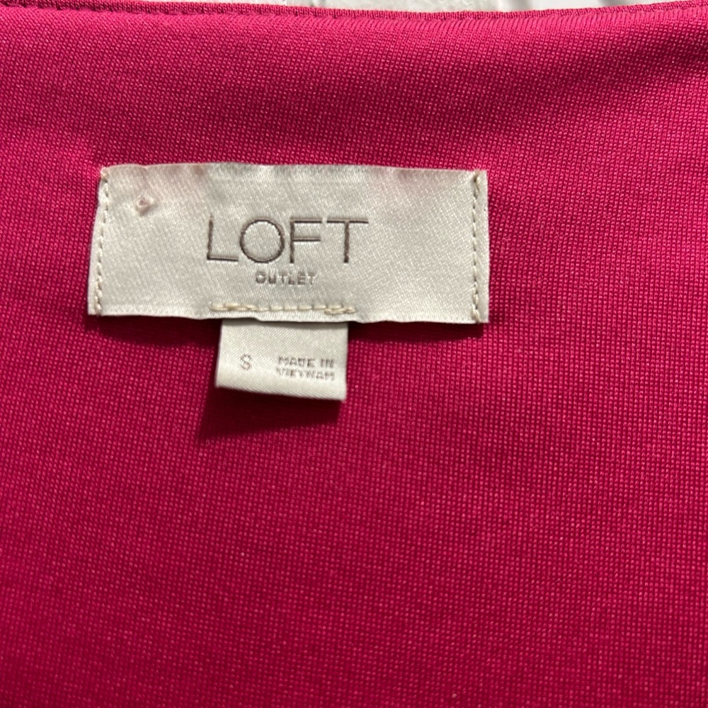 LOFT Fuchsia Polka Dot Dress - Picture 2 of 7